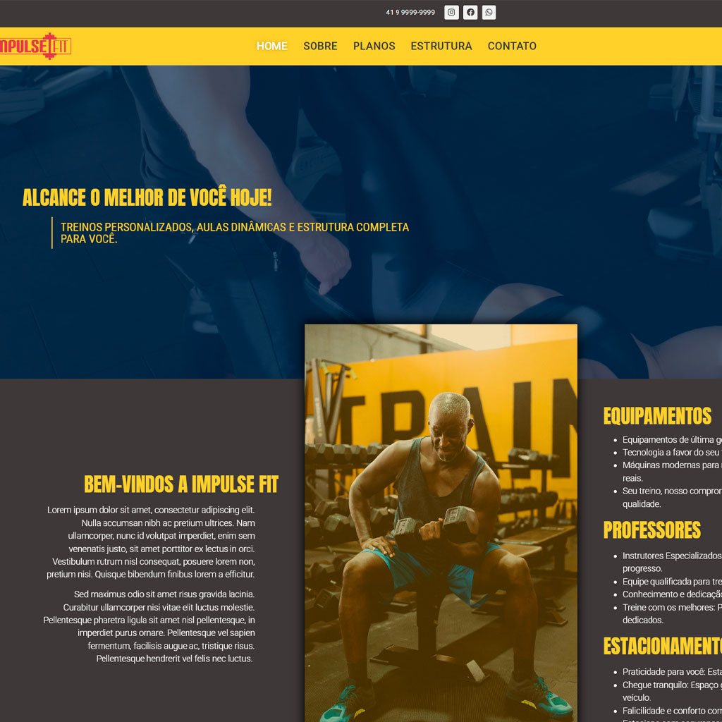 site para academia profissional