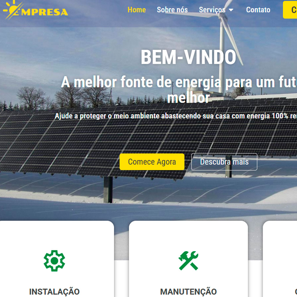 Procurando um website profissional para a sua empresa? Temos um site institucional completo e pronto para uso, ideal para empresas de todos os portes.
